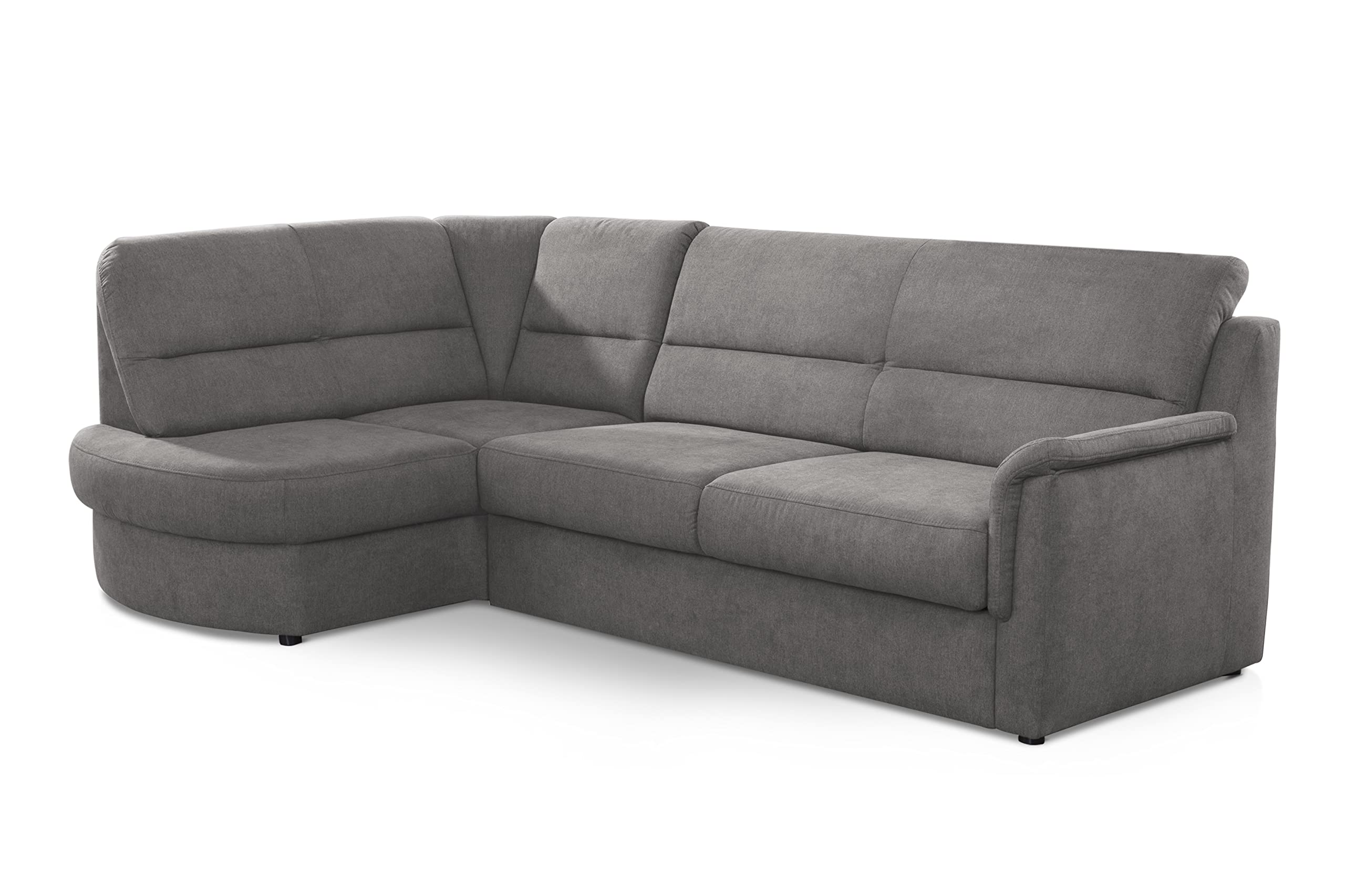 Cavadore Ecksofa Paris mit Federkern / Kleines L-Sofa mit Ottomane / 243 x 87 x 155 / Grau
