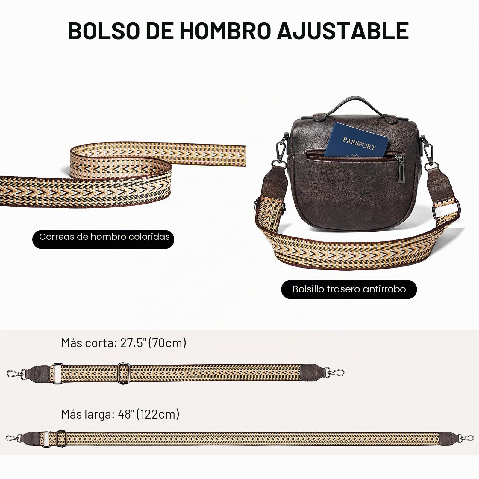 Shrrie Bolsos cruzados para mujer, bolso de cuero vegano para mujer, bolsos de hombro con correa ancha, bolsa de pecho de moda