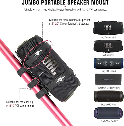 Miniatura 2 de HeyMoonTong Soporte de altavoz portátil grande para altavoces Bluetooth grandes con circunferencia de 12 a 20 pulgadas, soporte de accesorio de