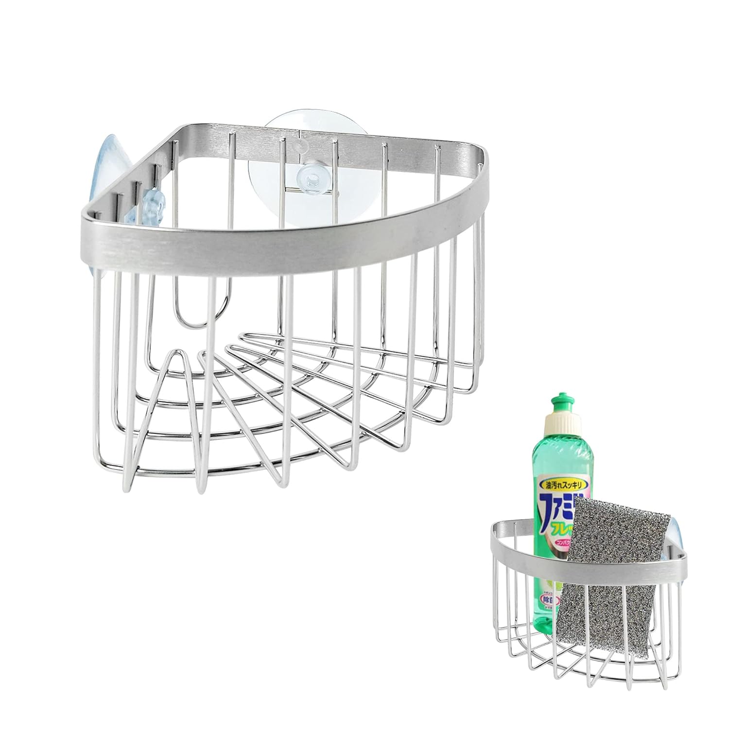 Dveda Sink Caddy Dish Cloth Hanger Sponge Holder Save Space Triangle 2-in-1 Sink Caddy 304 Stainless Steel Corner