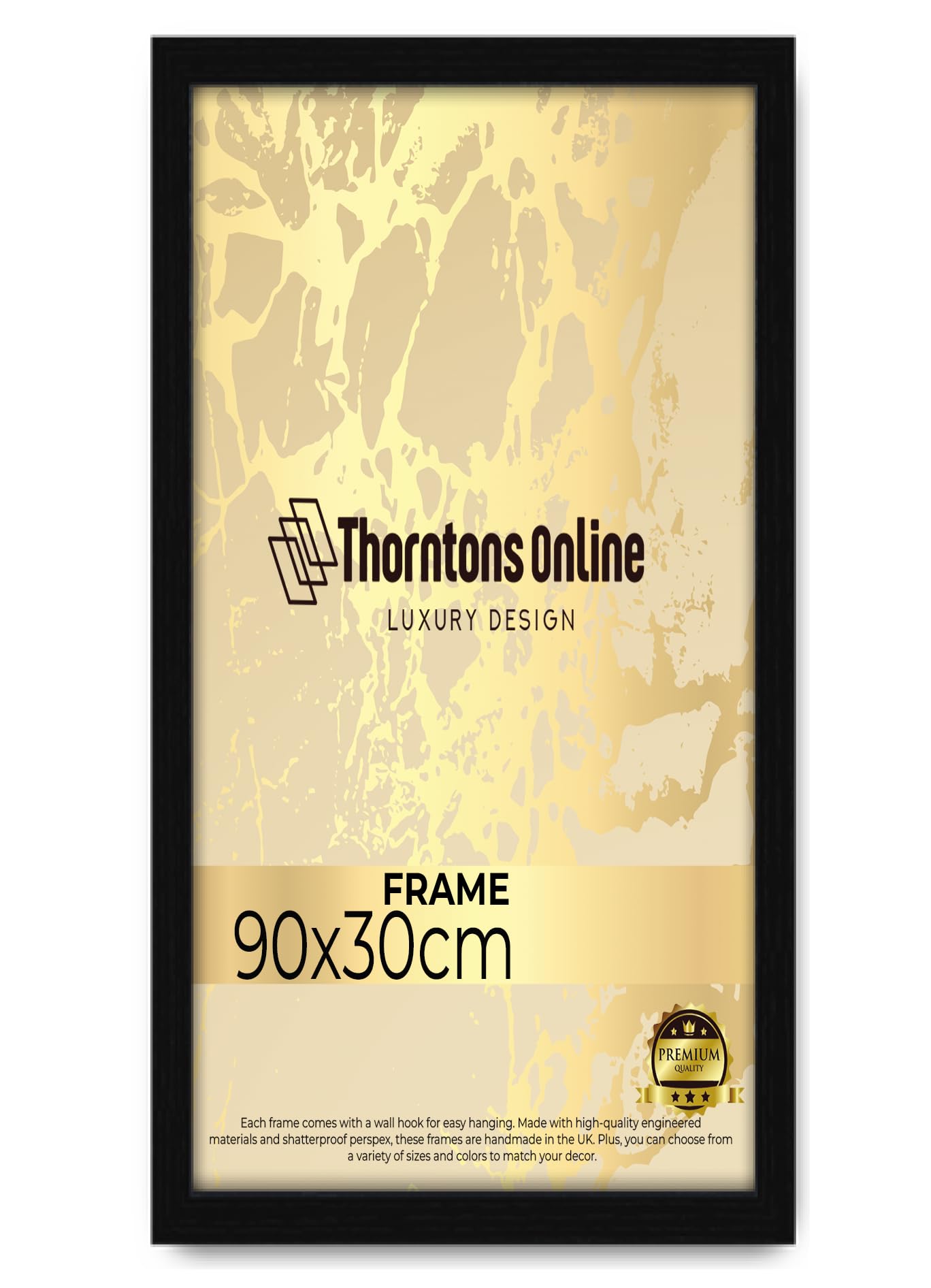 Throntons Large Poster Frame 30cm x 90cm Large Picture Frames Shatter-Resistant Perspex Portrait & Landscape Display Frames for Wall Decoration Photos Canvas Paintings Art Gallery (30 cm x 90 cm)