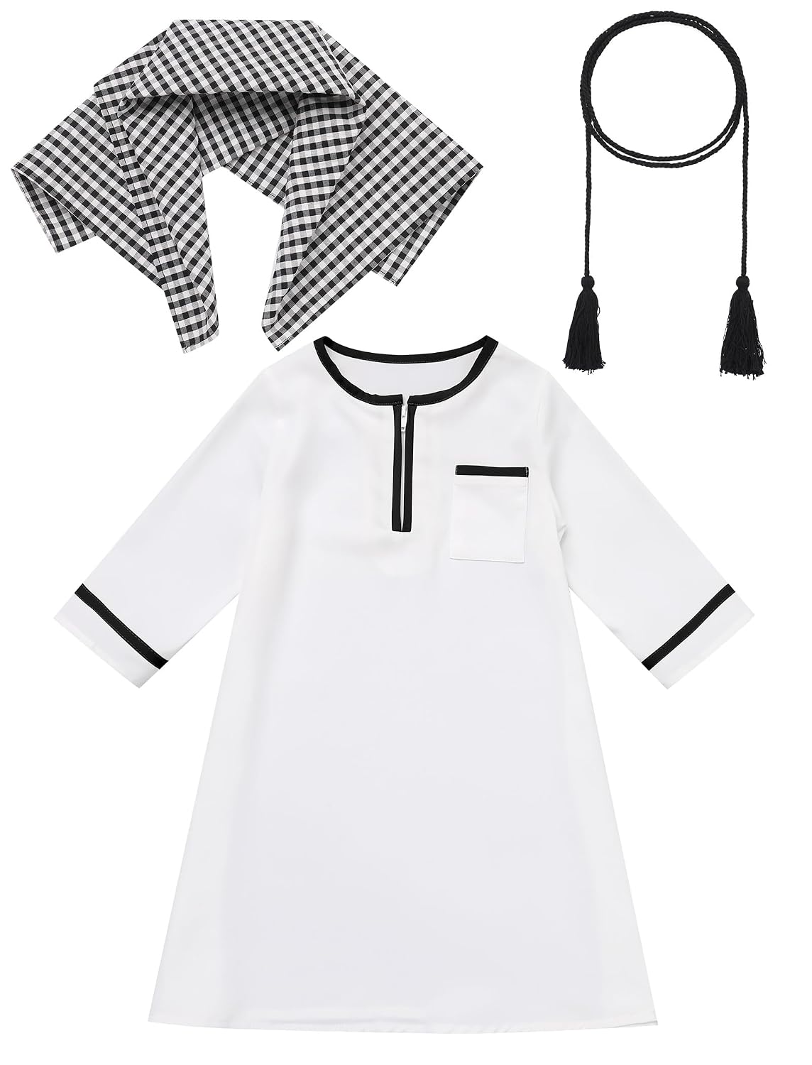 IDOPIP Muslim Baby Boys Prayer Clothes Kaftan Thobe Arabic Islamic Abaya Dubai Robe with Head Scarf + Rope Ramadan Eid Outfit - Review, Price and Buying Guide