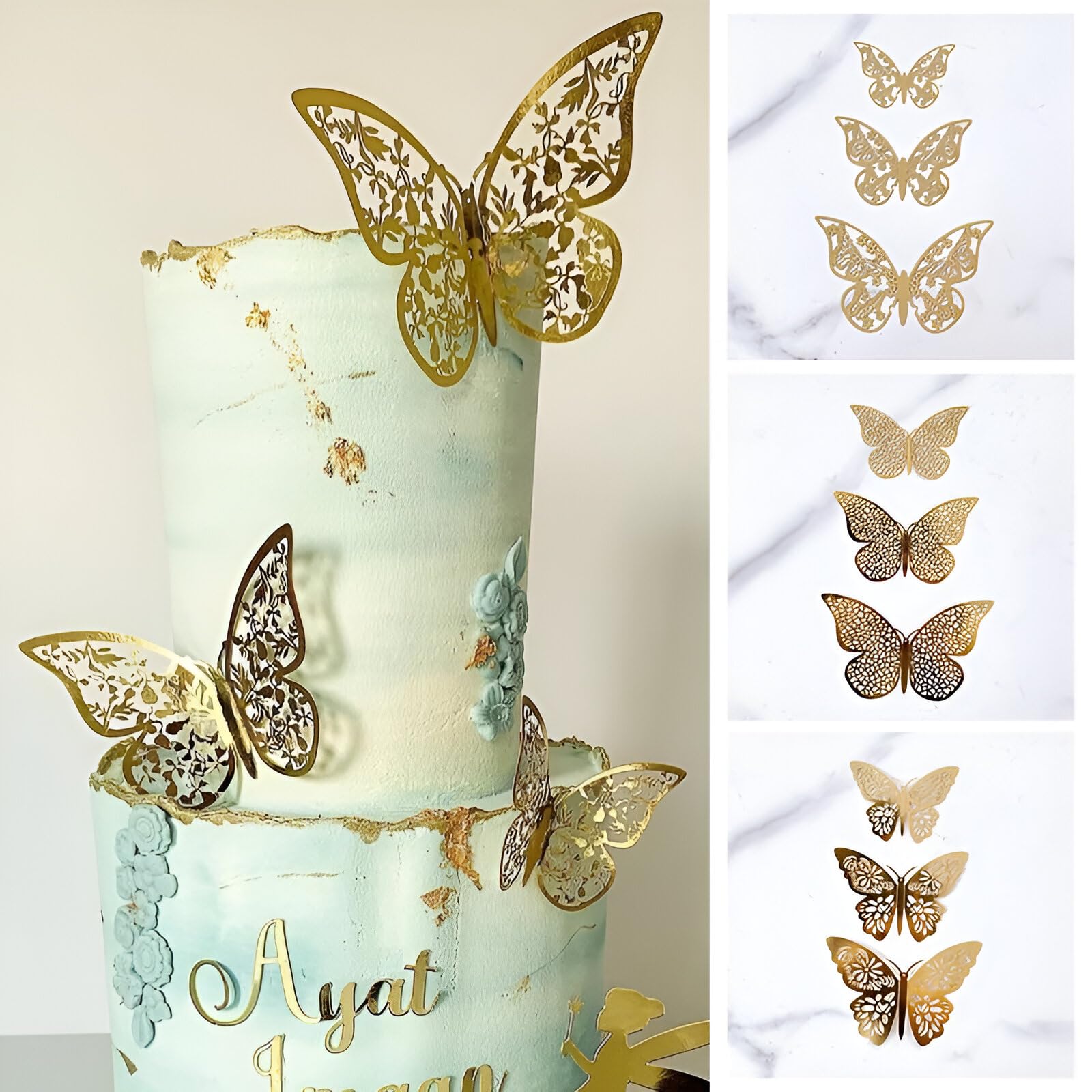 Funcart Wedding Artificial Gold Butterfly Metal Texture Cake Topper Butterflies Cake Decoration(12pcs/pack), 3D Butterfly Cake Toppers Decorations for Baby Shower Wedding Birthday Party Decoration (B09WH39Y2J) Amazon Price History, Amazon Price Tracker