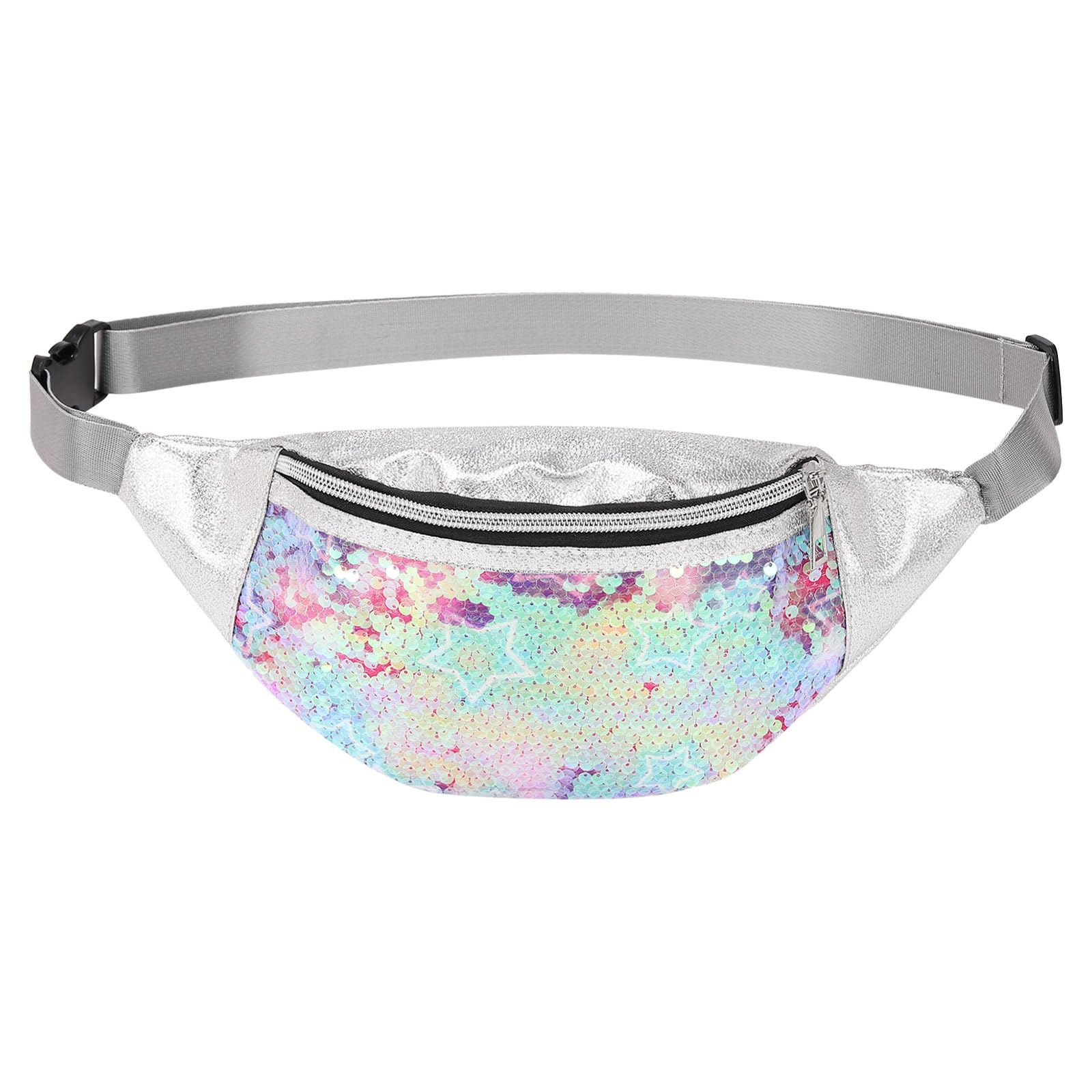 Sequined Fanny Pack for Women, Cute Waist Belt Bag, Crossbody Bag Water Resistant Fashion Small Bum Bag with Adjustable Belt for Running Hiking Shiny, Red-image-33
