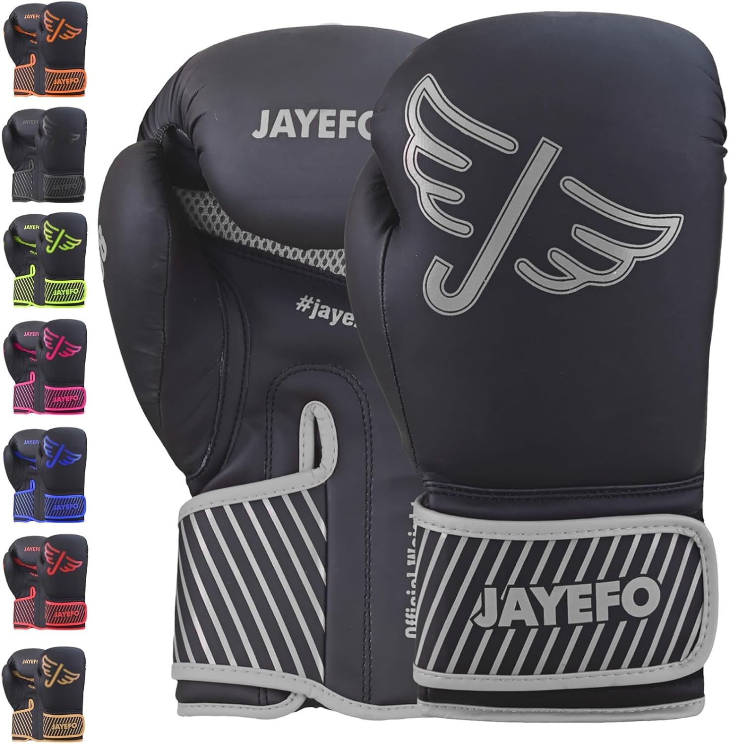 Jayefo R-58 Boxing Gloves | Unisex Pro Training for Kickboxing, MMA, Muay Thai | Heavy Punching Bag Gloves, Focus Pad Mitts | Ventilated Palm