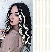 Vista 35 de FESHFEN Extensiones de Cabello con Clip de Colores - 10 PIEZAS Mechón de Cabello con Reflejos Azul Oscuro Extensiones Sintéticas Lisas con Clip