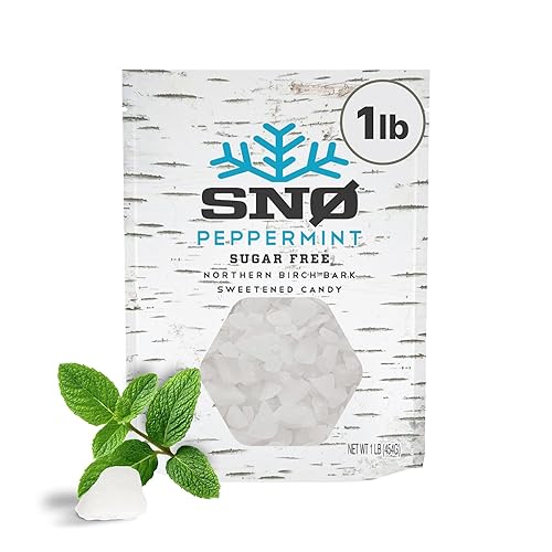 SNØ Chips de caramelo de xilitol de menta  Apoyo para la salud bucal  Xilitol de abedul puro  Sin azúcar, bajo en carbohidratos, apto para