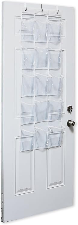 Simple Houseware 2-Pack Clear Over the Door Hanging Pantry Organizer (52 x 18) with 15 Pockets Each, Cabinet Hanging Storage for Kitchen