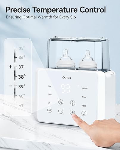 Miniatura 4 de Calentador doble de biberones, calentador rápido de biberones 11 en 1 para leche materna y fórmula, con temporizador, se adapta a 2 biberones,