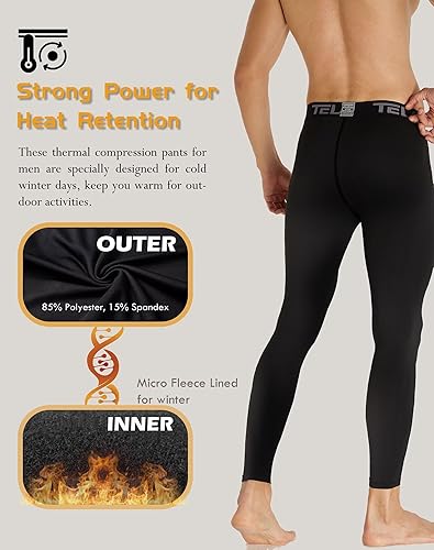 Miniatura 2 de Paquete de 5 o 4 pantalones de compresión térmica para hombre, con forro polar, mallas deportivas para clima frío, ropa de invierno