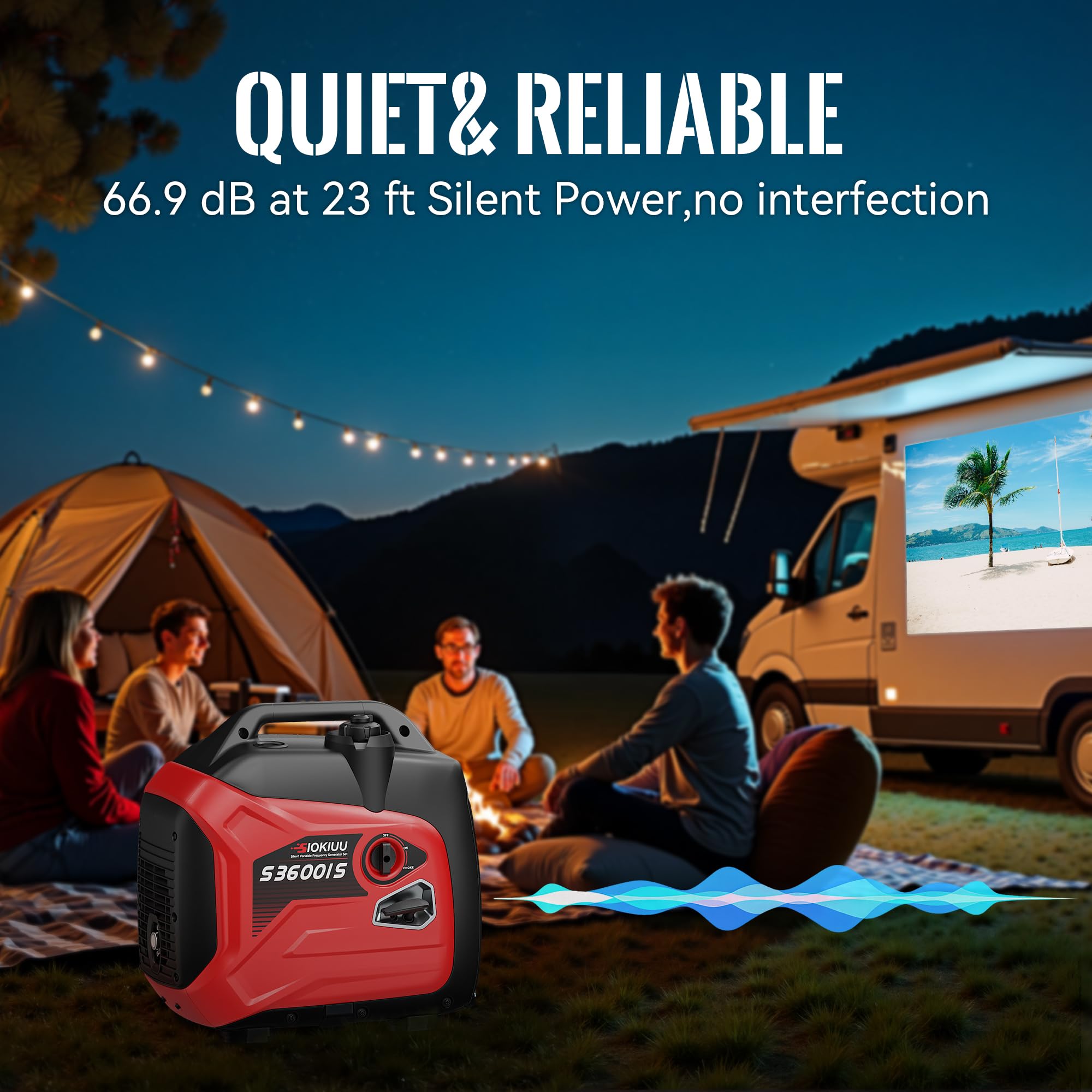 Generador portátil de 3600 W, generador inversor súper silencioso, ultraligero para respaldo del hogar, campamento al aire libre, protección de sensor de CO, EPA, modo ECO