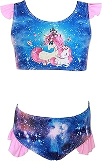 Traje de Baño para Niñas Conjunto de Bikini de Dos Piezas Unicornio, Sets Tankini Traje de Baño para Niñas 3-14