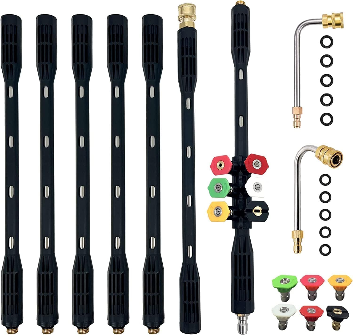 Druckwascher-Verlängerungsstab, 9-teiliges Dachrinnen-Reinigungsset, Hochdruckreiniger-Ersatzlanze mit 5 Düsenaufsätzen, 1/4" Schnellkupplung, 4000PSI