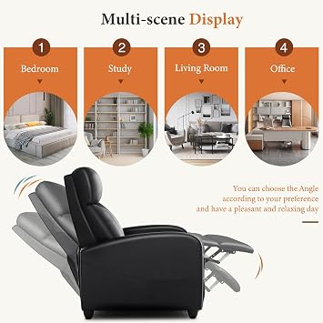 OLIXIS Recliner Chair, Reclining Sofa Chair with 3 Adjustable Angles