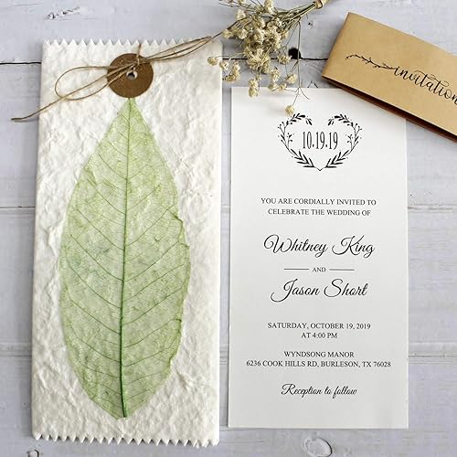 Miniatura 8 de 25 invitaciones de boda vintage hechas a mano con flores secas reales con venas de hojas reales, regalos de boda únicos, tarjetas de invitación