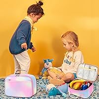 Vista 5 de Lonchera para niños y niñas, bolsa térmica con aislamiento, kit de bolsa de almuerzo reutilizable para viajes escolares (arcoíris Y064)