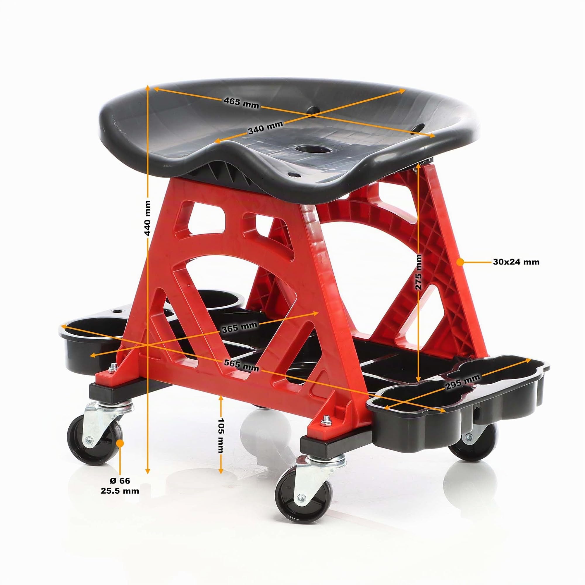 XPOtool Carro de taller con asiento con ruedas hasta 150 kg, asiento de taller giratorio 360°, con bandeja para herramientas