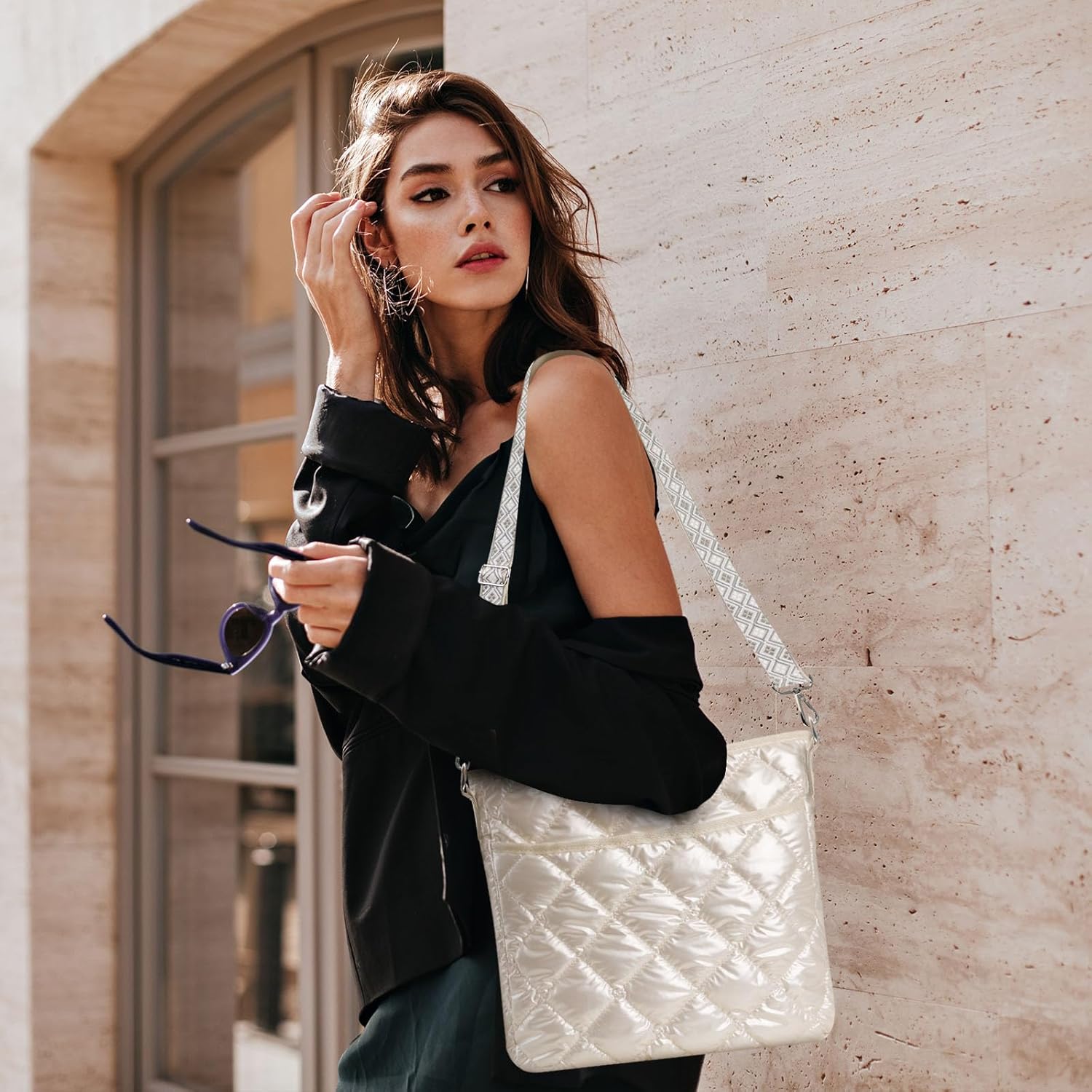 Quilted Crossbody Bags for Women, Unique Pattern Strap Quilted Bag, Crossbody Purses for Women, Quilted Puffer Bag for Women - Image 2