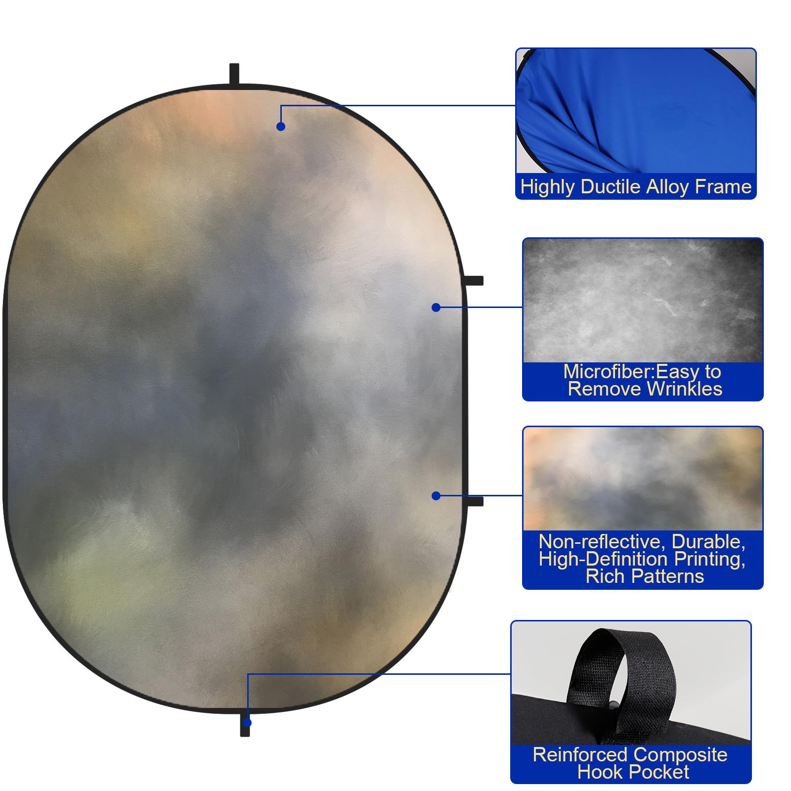 Easy Fold Portable Backdrop Kate 5x6.5ft Collapsible Backdrop Pop Up ...