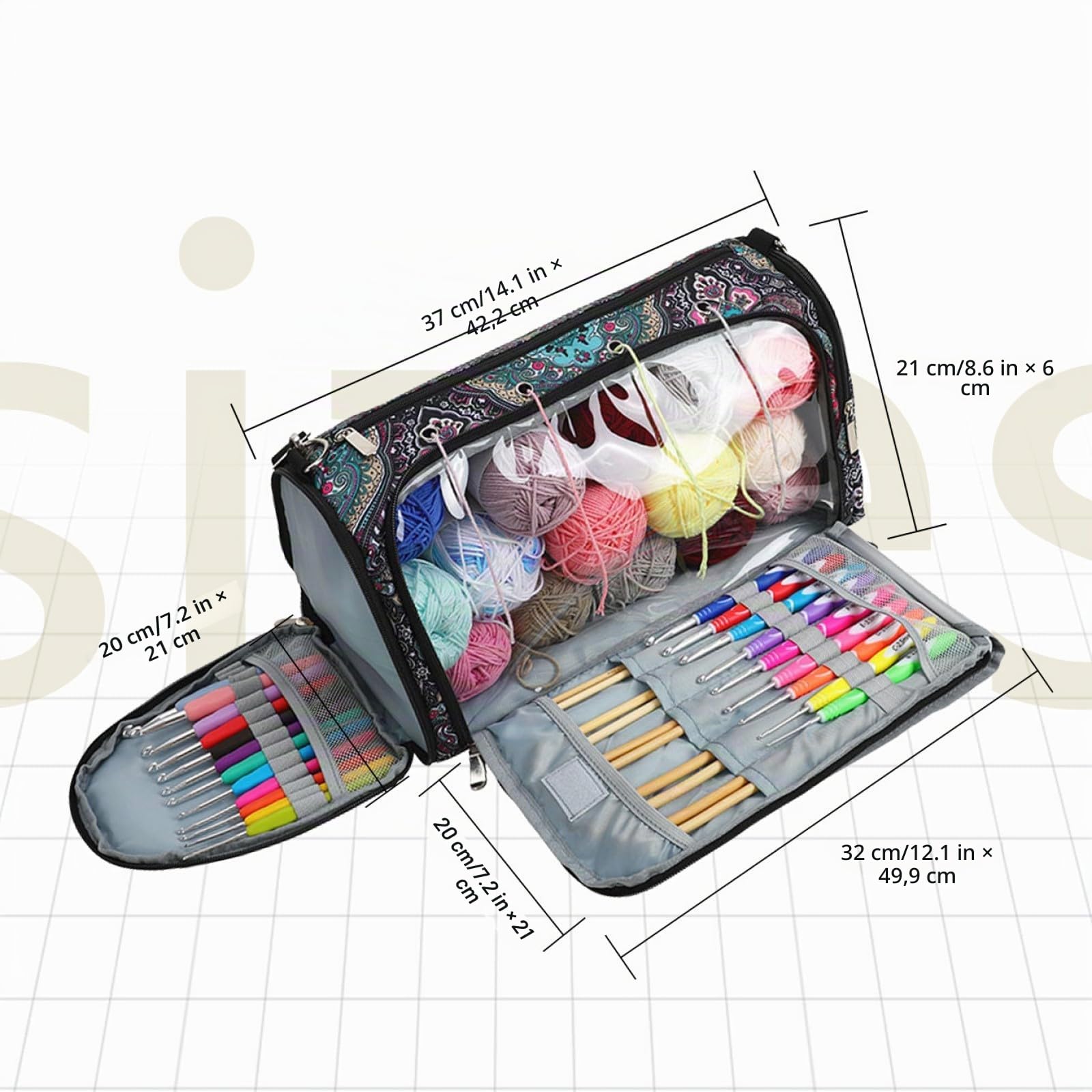 Borsa per filati, organizer per filati, custodia in lana, borsa a maglia, custodia per filati, Borsa per Ricamo in Tessuto Oxford Resistente per Maglieria