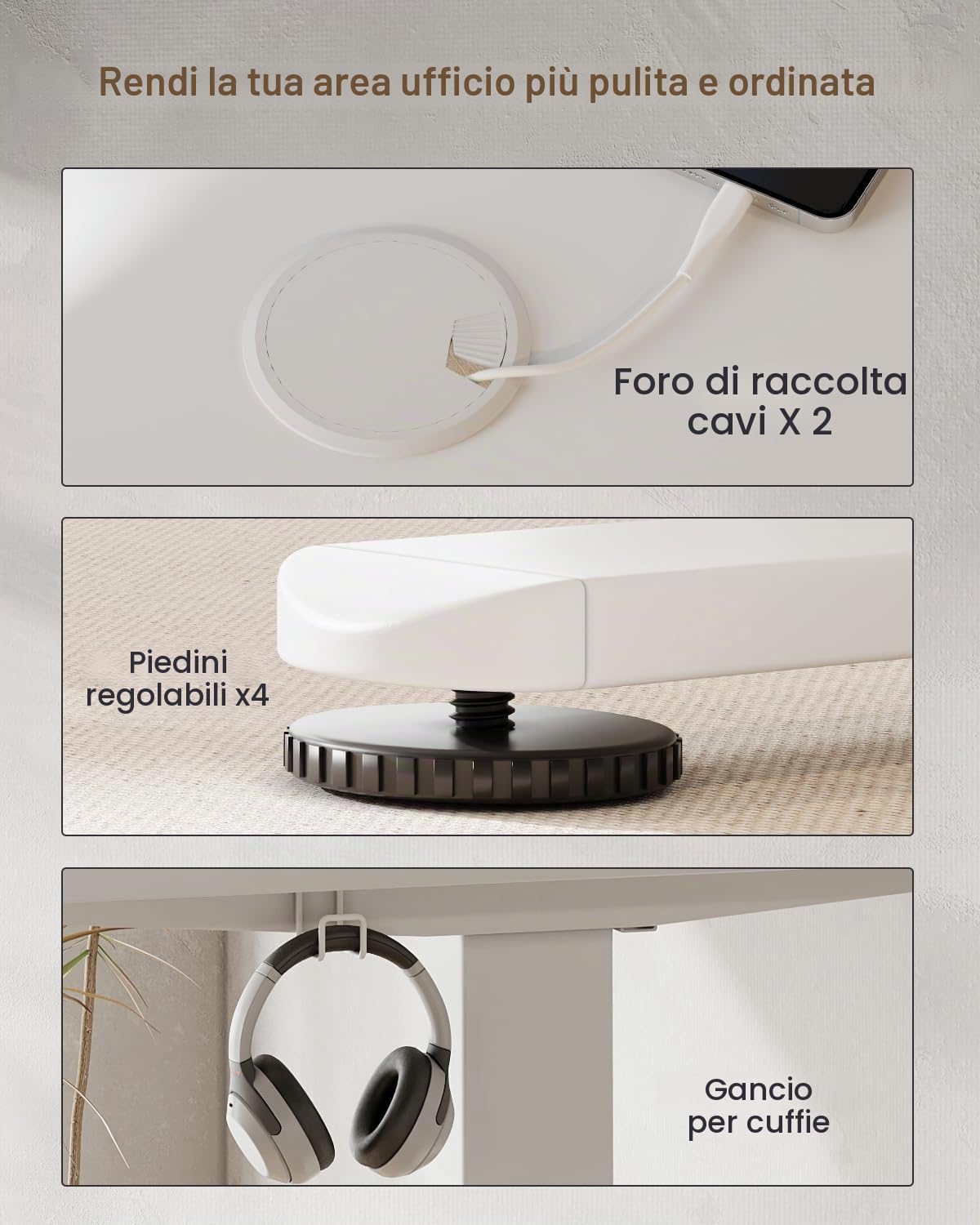 TRIUMPHKEY Scrivania Elettrica Regolabile in Altezza 120 x 60 cm, Supporto per Monitor, Piano Giuntato, Scrivania Gaming Seduta/In Piedi, Tavolo per Casa e Ufficio, Bianco