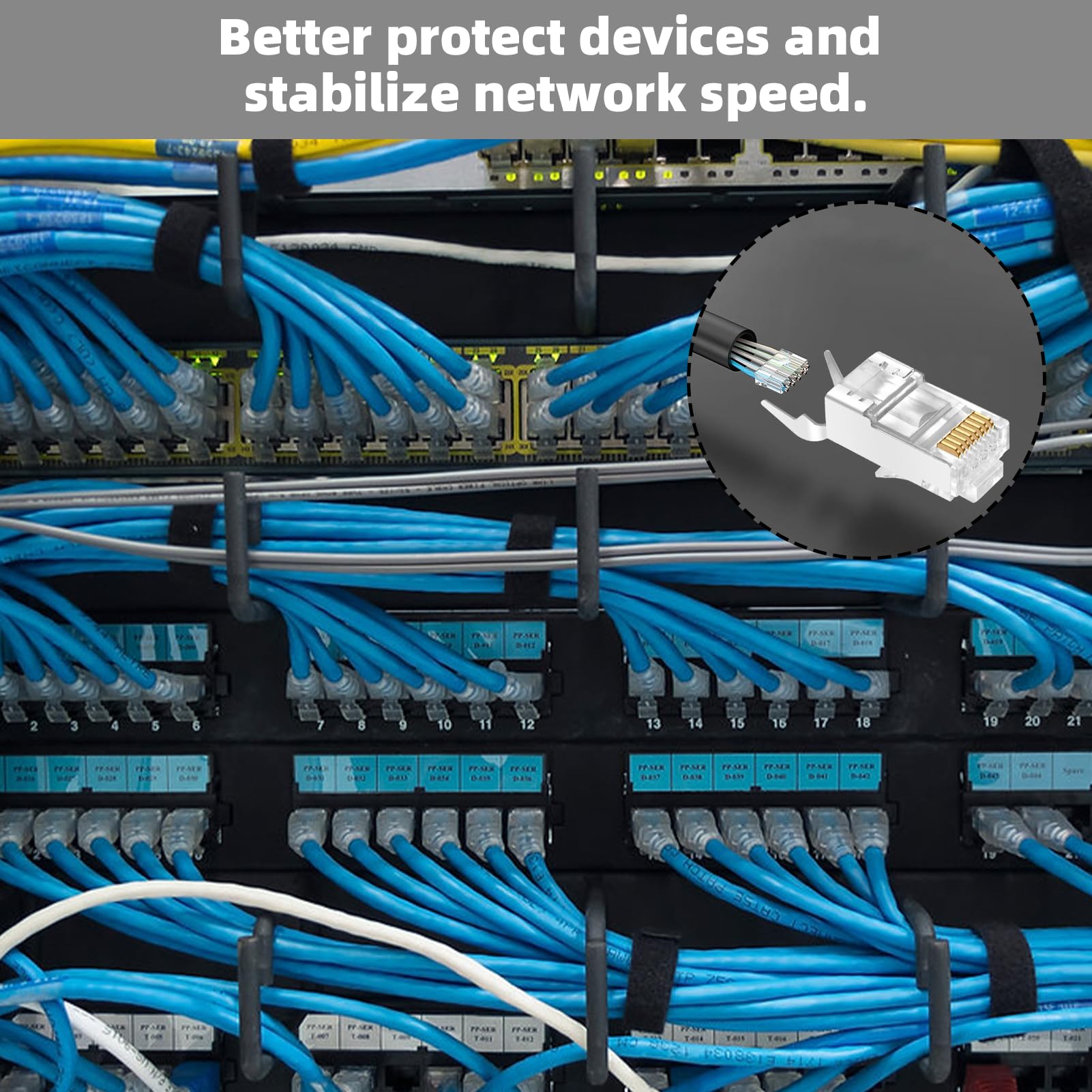 10 Connettori RJ45 Passanti Schermati Per Cavi Cat7/Cat6A - Per Rete Ad Alta Velocit&agrave;