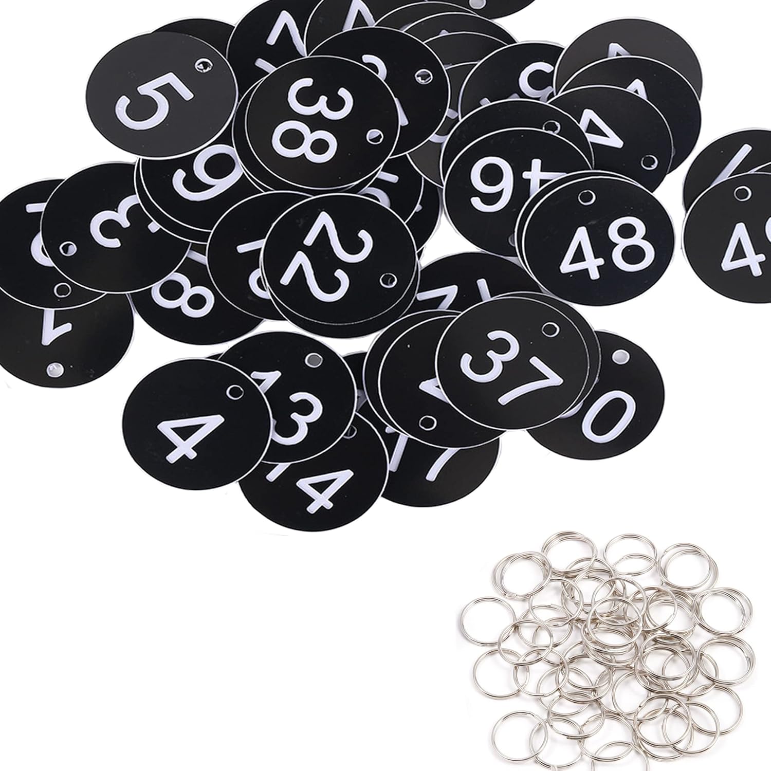 150 Plastic Numbered Tags Round Numbered Tags ID Tags Key Tags with Key Rings (1