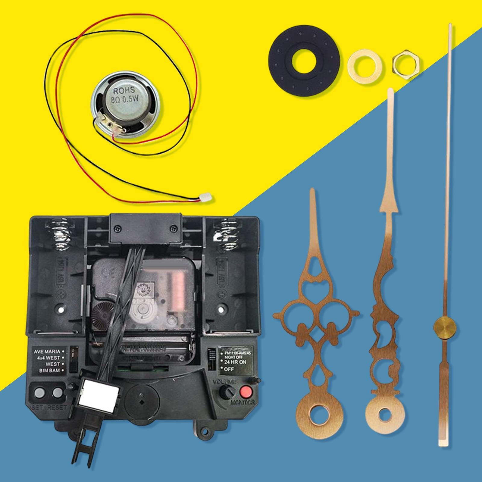 Mecanismo de Movimiento de Reloj de, con Manos Kits de Mecanismo de Caja de música silenciosa Piezas de Herramientas de reparación Fabricación, G