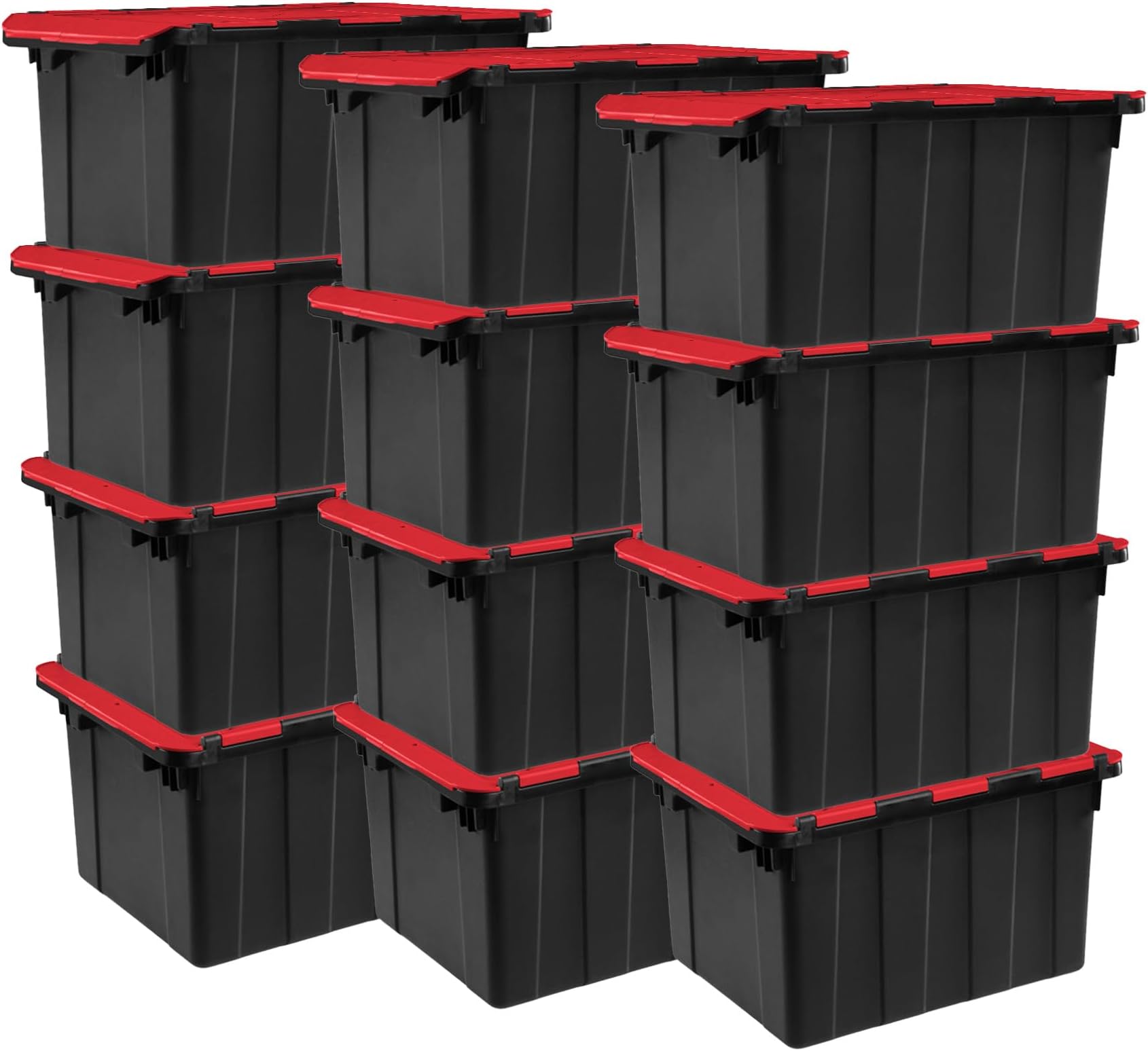 Sterilite Industrial Storage Tote with Lids for Garage, 12 Gallon, 12-Pack