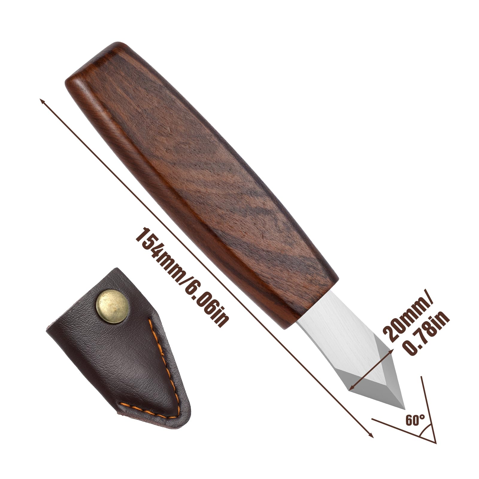 Cuchillo de marcado con funda de cuero, cuchillo de trazado de carpintería de alta calidad, hoja afilada doble biselada, mango de madera profesional, cortador de marcado de madera, herramienta