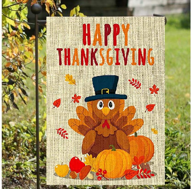 Welcome Garden Flag Happy Thanksgiving Flag 12×18 Double-Sided Yard Flags Pumpkins Turkey Decorations, Seasonal Outdoor Décor for Yard Farmhouse (Fall thanksgiving 10) - Image 6