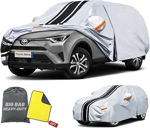 [2026 Upgrade] Heavy Duty Car Cover Custom Fit for Toyota RAV4 (2006-2026)/Honda CR-V CRV Waterproof All Weather for Automobiles, Full Exterior Covers Rain Sun Protection.