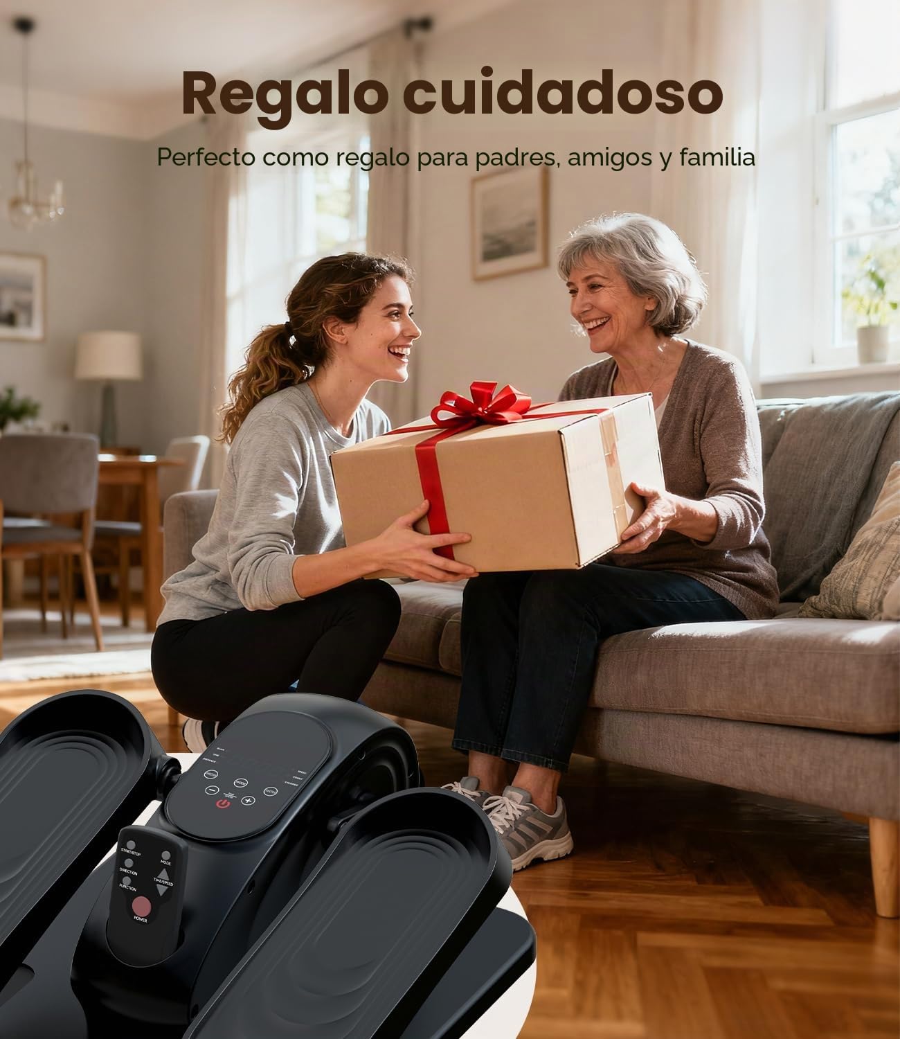 Mini Eliptica Electrica Pedales Portátil, Silencioso Pedaleador Eléctrico Bajo Escritoriopara Hogar con Mando y Pantalla, 15 Niveles, Máquina Elíptica para Mayores y Adultos
