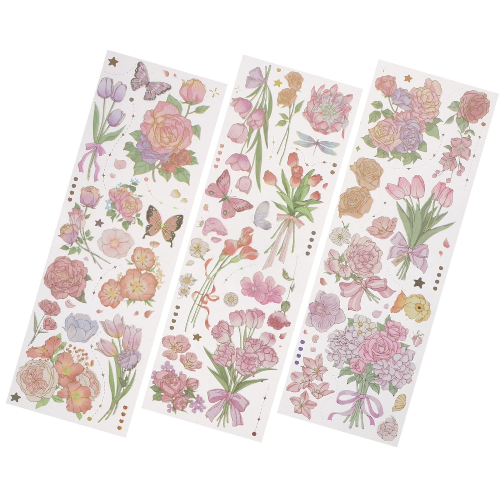STOBOK 3 Piezas 5 Pegatinas Para Libros 5 Bolsas Calcomanías Vintage De Flores Para Scrapbooking Material Seguro Para Niños Y Niñas.
