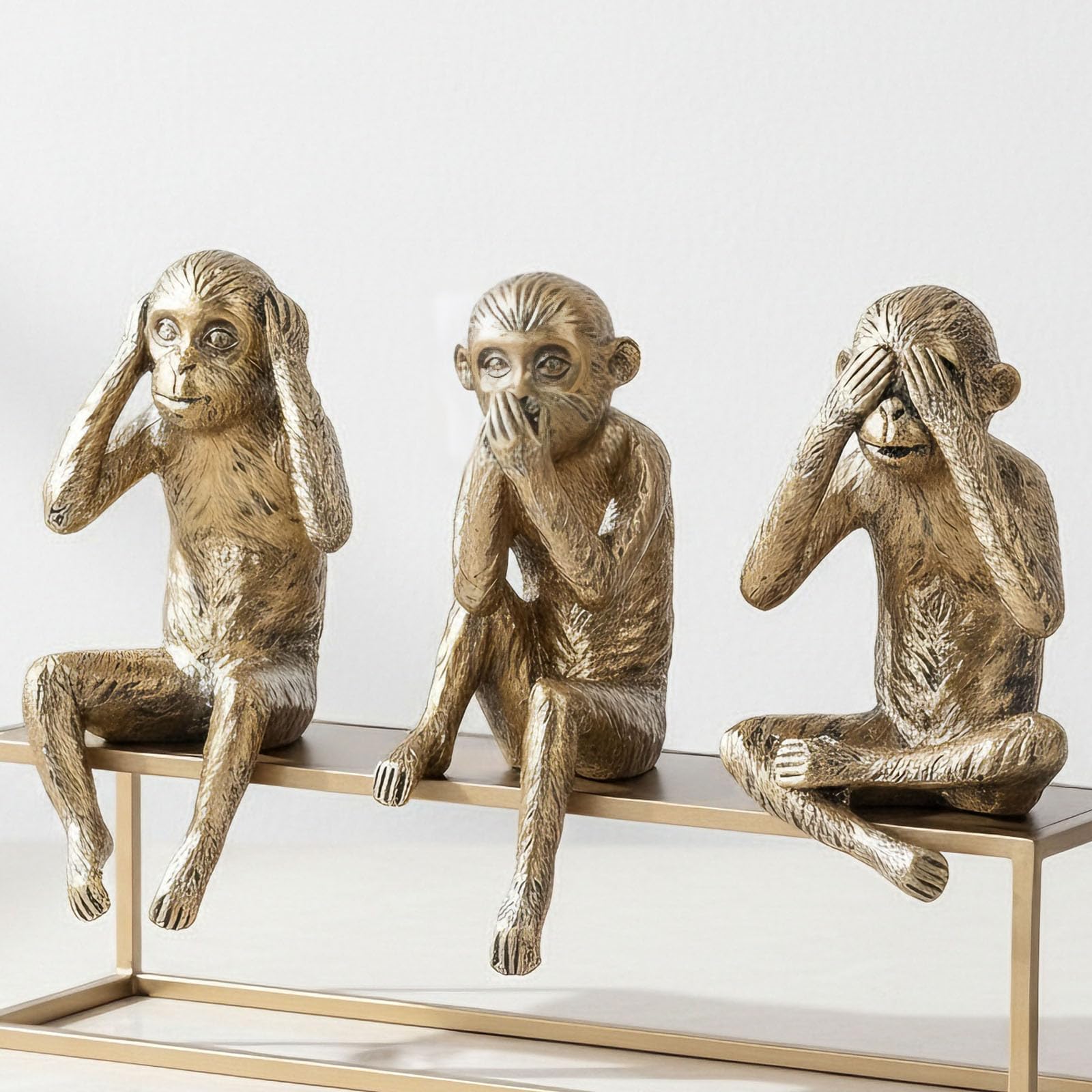 Lot de 3 statues de singes de la sagesse, idée cadeau déco maison et bureau