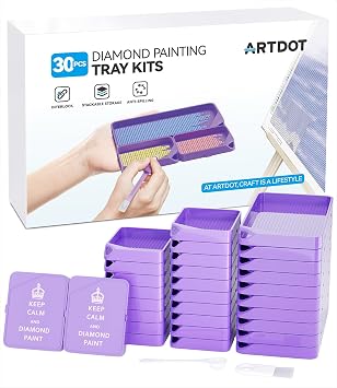 ARTDOT 30-Piece Stackable Tray Set Diamond Art Kits for Adults, Interlocking Diamond Painting Accessories and ToolsPurple