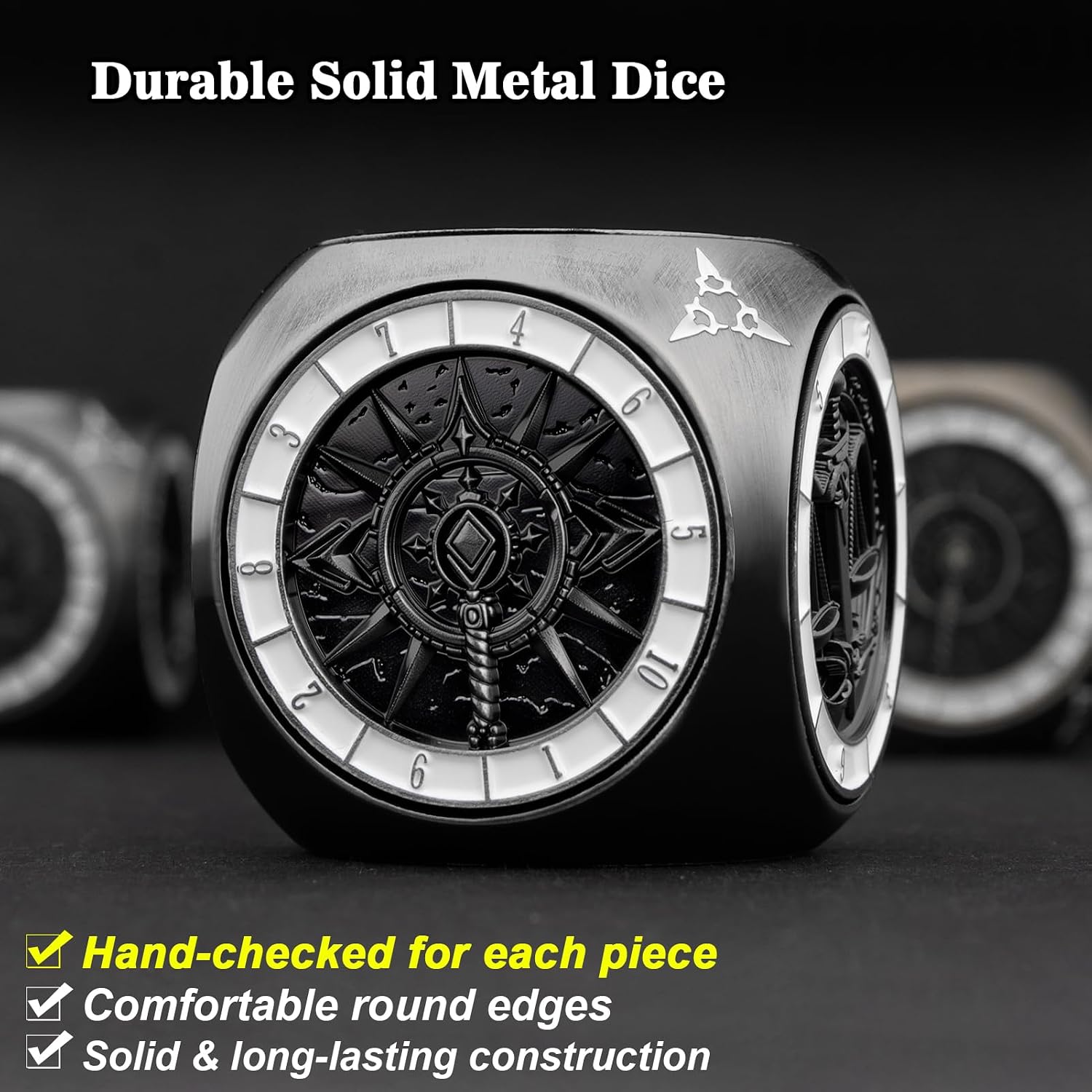 PJOY 7 in 1 Spinner DND Dice Set Metal Cube Dice Spinner for Dungeons and Dragons Role Playing Game Accessories Cool DND Gifts Polyhedral Desk Gadgets for DM Dungeon Masters and Players