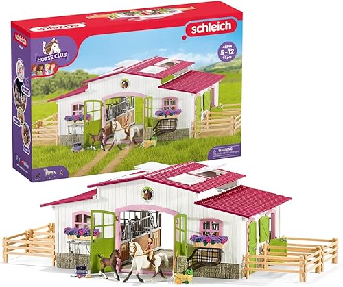 Miniatura 11 de Schleich Horse Club - Juego de 97 piezas de juguete de caballo central con jinete, 2 caballos, granero y granja, accesorios para niñas y niños