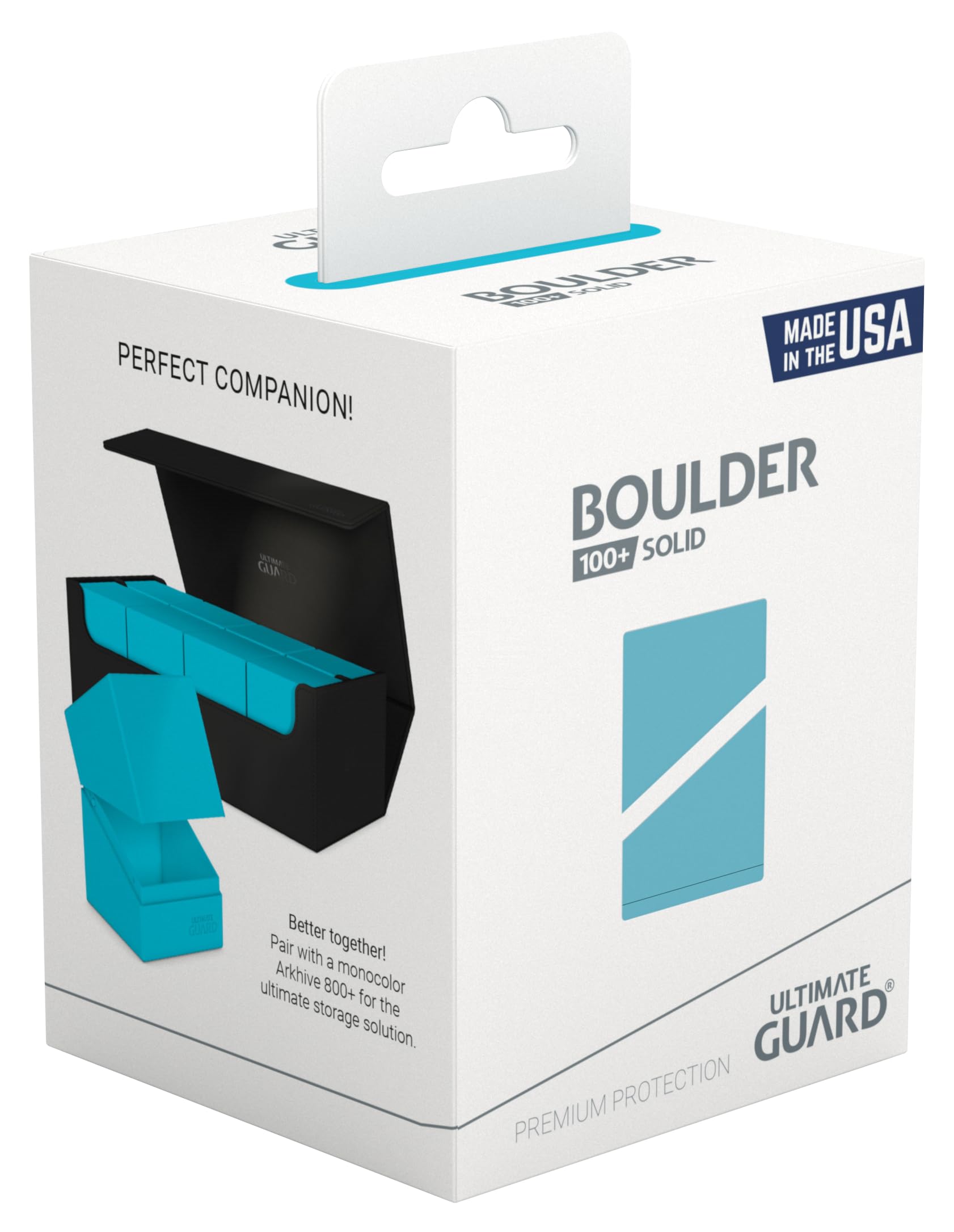 Ultimate Guard Boulder Solid 100+, Deck Case for 100 Double-Sleeved TCG Cards, Turquoise, Secure & Durable Storage for Trading Card Games, No Transparency