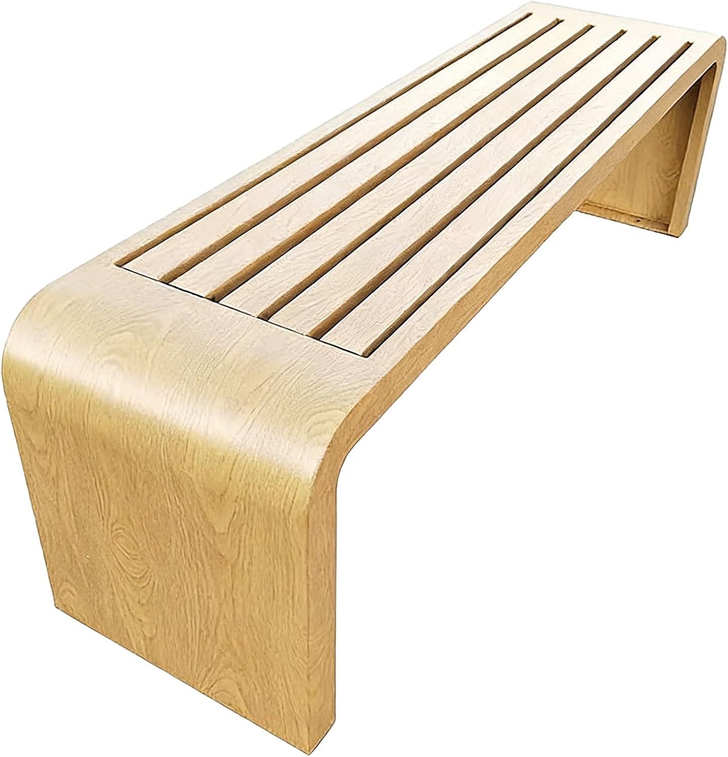 Heavy-Duty Metal Outdoor Bench 660lbs Capacity, Backless Park Seating, No Assembly Required, Ideal for Garden, Porch, Patio - Brown, 100x40x45cm