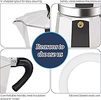 Vista 7 de olla de moka de 12 tazas de aluminio de 600ml, cafetera italiana para estufa, cafetera de expreso para cafeteras moka, percolador de café mocha