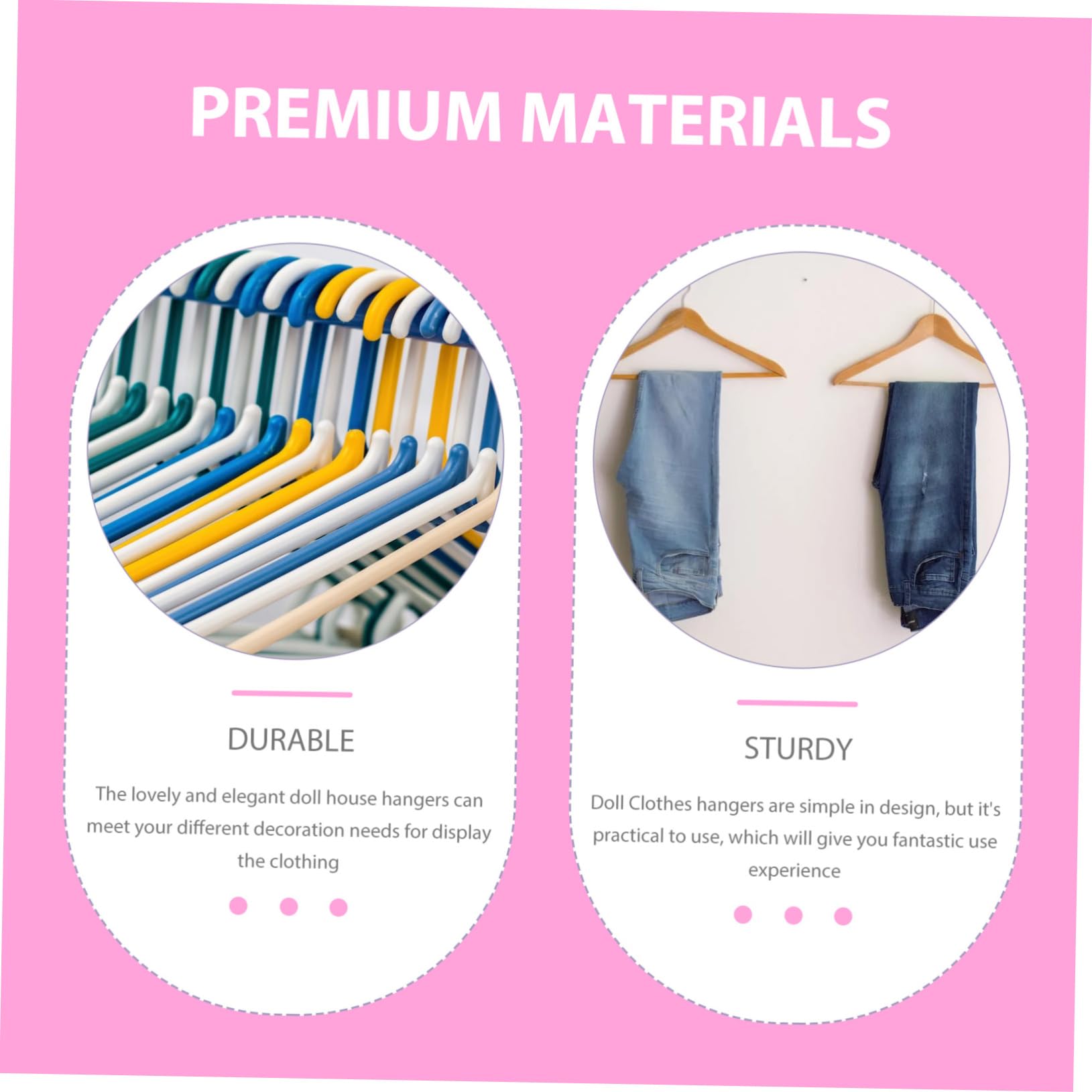 MUCKLILY 100Pcs Doll Apparel Hangers Mini Clothing Hangers for Dolls for Doll House Decor Design with Bow Neck for and Organization