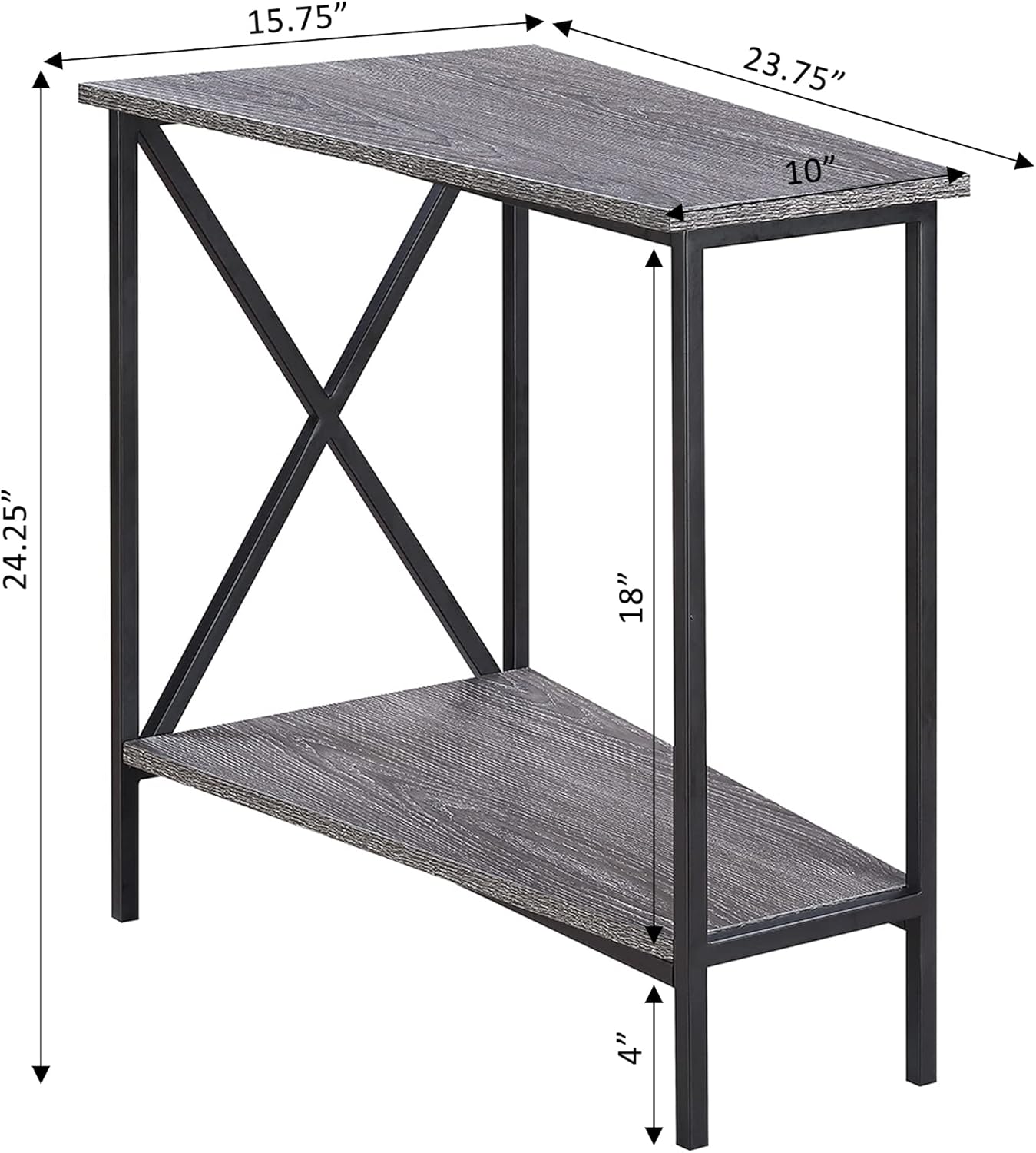 Convenience Concepts Tucson Wedge End Table, Weathered Gray / Black