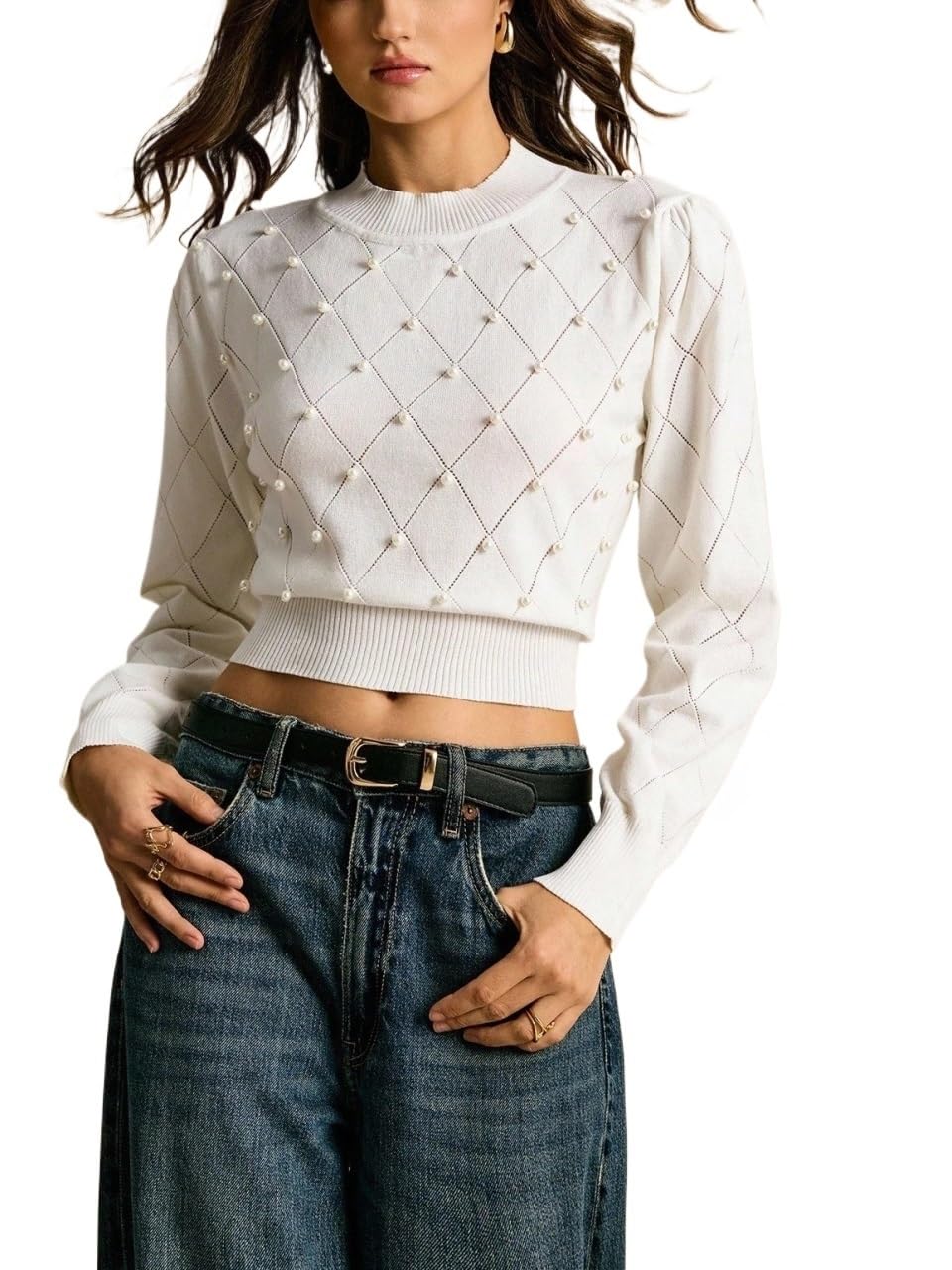 Solid Color Round Neck Long Sleeve Elegant Sweater Casual Womens Trendy Basic Jumper Top