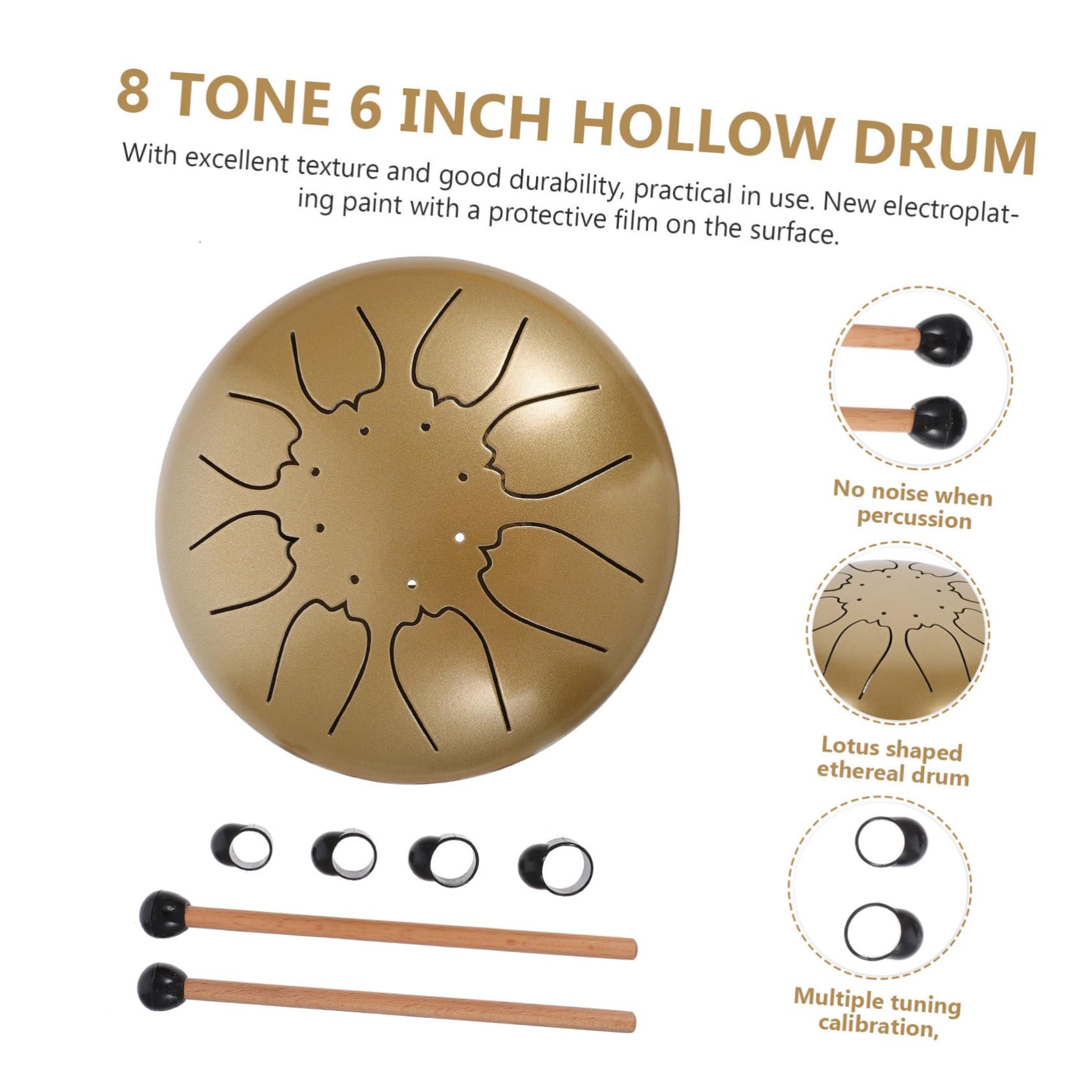 UKCOCO Tamburo Toni Manuale Scala per Batteria Elegante Bacchette Portatili Strumento Musicale Creativo Adatto per Educazione Musicale e Relax