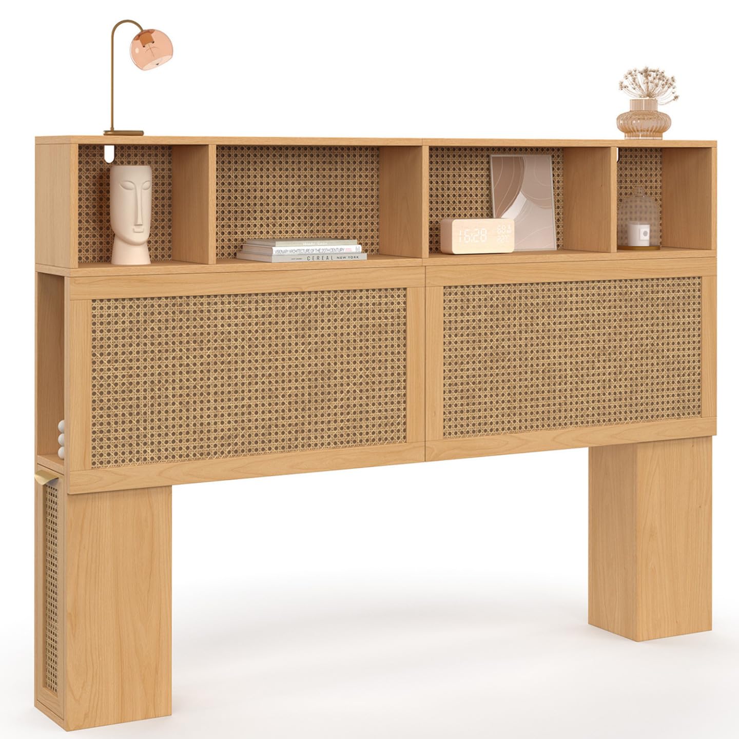 IDMarket - Tête de lit EDHEN 145 cm cannage et Bois