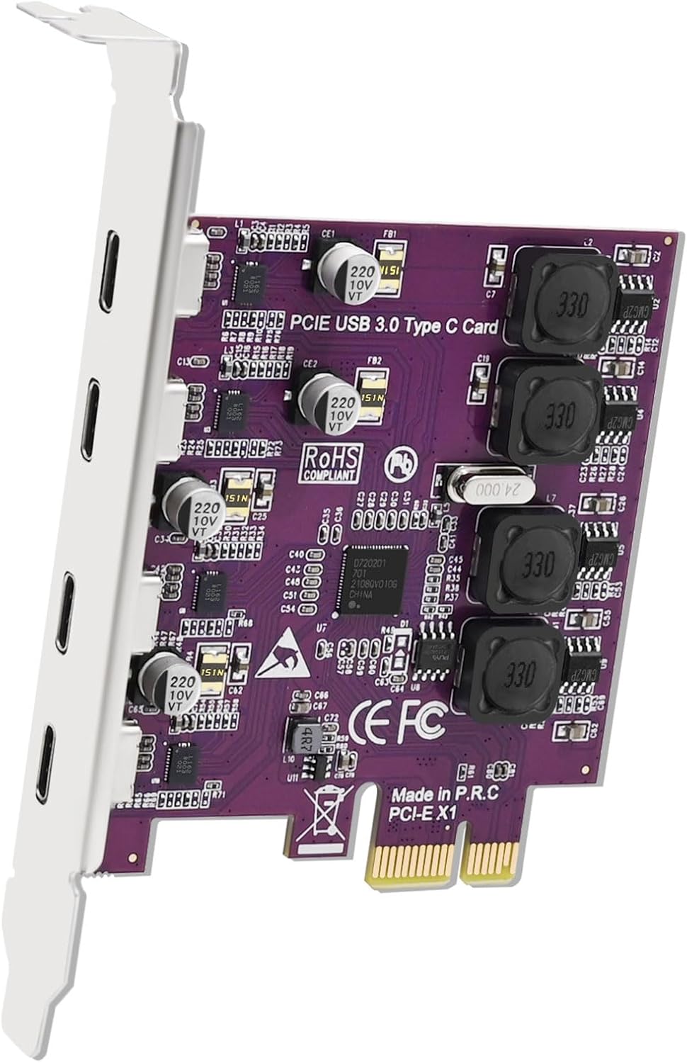 4X 5Gbps USB-C Ports PCI Express USB 3.0 Expansion Card for Windows 11, 10, 8.x, 7, Vista, XP Desktop PCs, Built in Self-Powered Technology, No Need Additional Power Supply (FS-U304C-Pro)