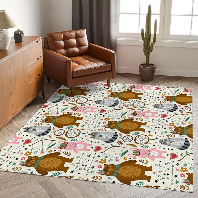 Miniatura 3 de Bonita alfombra de área pequeña de 3 x 5 pulgadas, lavable, alfombra de entrada con estampado de animales, suave, antideslizante, para puerta