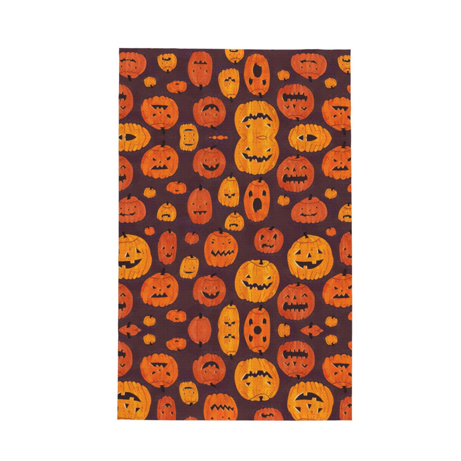 Xxahnbm Black Halloween Pumpkin1 Print Waffle Kitchen Towel,Absorbent Hand Towel