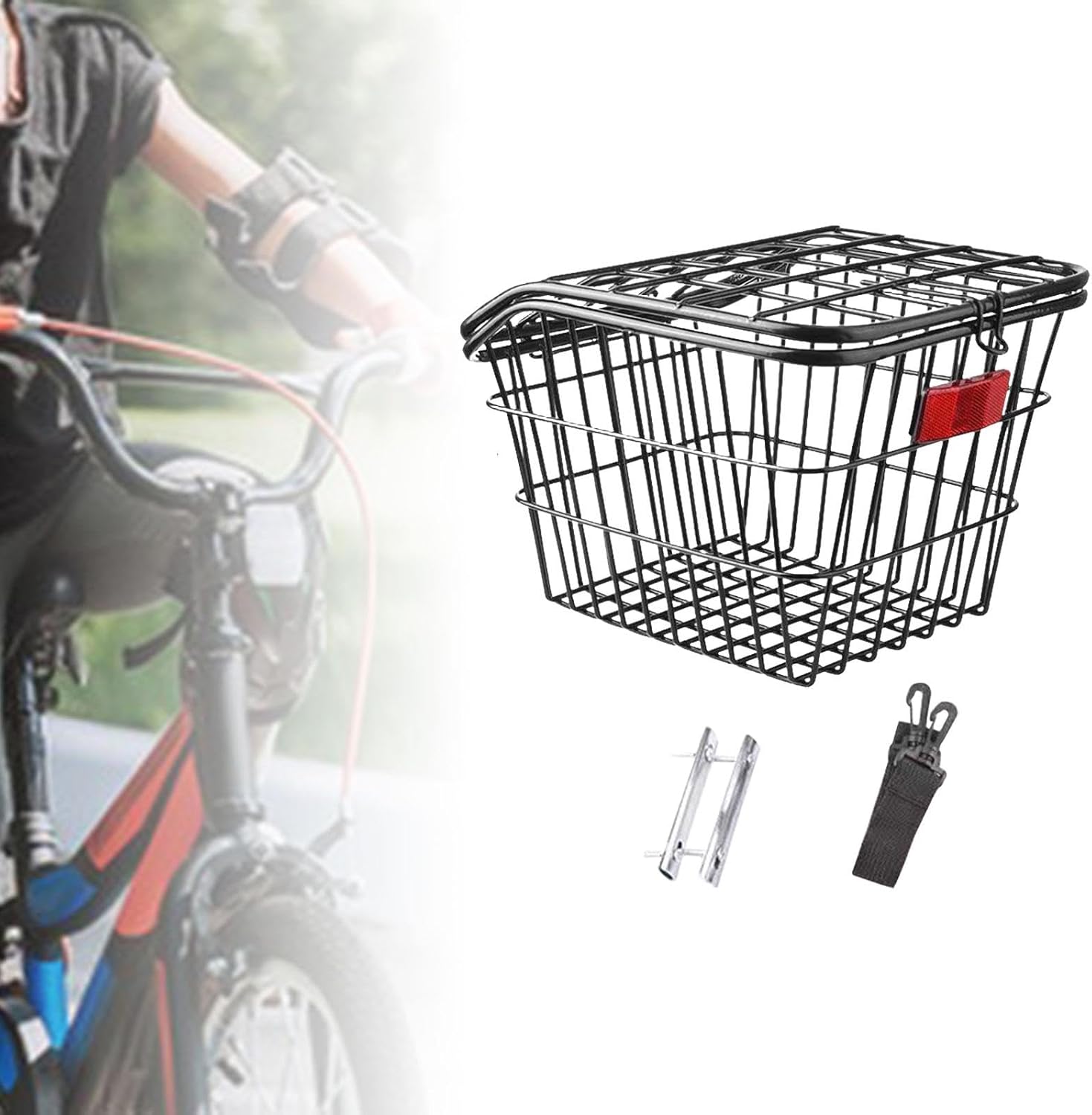 Rear Bike Basket Bicycles Bicycle Cargo Rack Easy Install Iron Wire with Lid Storage Portable Bicycle Basket for Camping Child Folding Bikes
